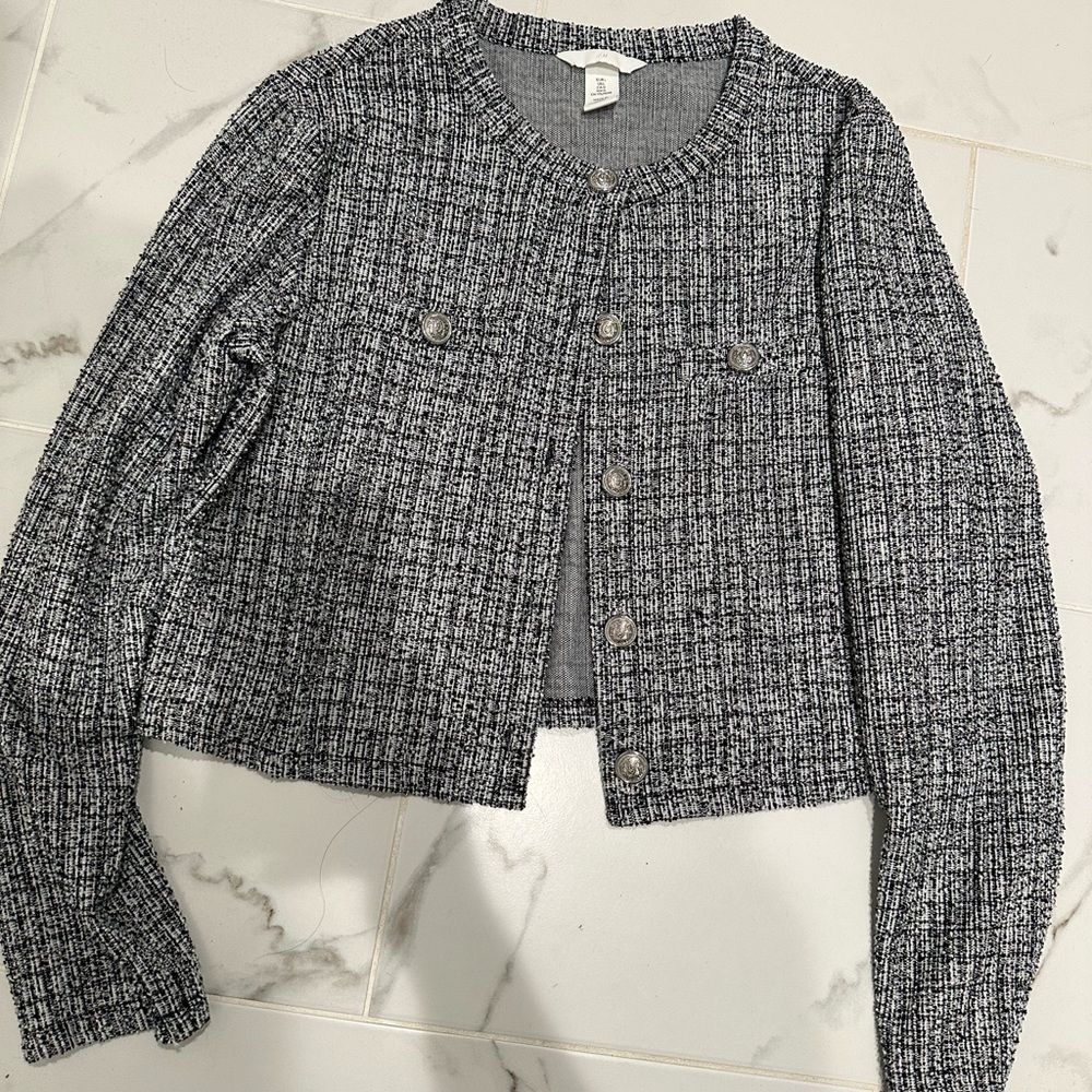 H&M Black and Gray Tweed Blazer